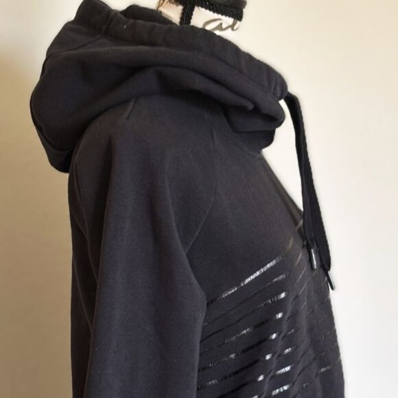 Black Under Armour "Loose" Hooded Sweatshirt Women's XS EUC Gray Sleeve Cuffs - Picture 7 of 8